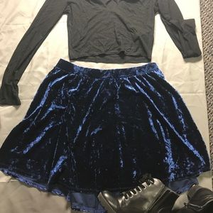 Royal Blue Velvet Skater Skirt
